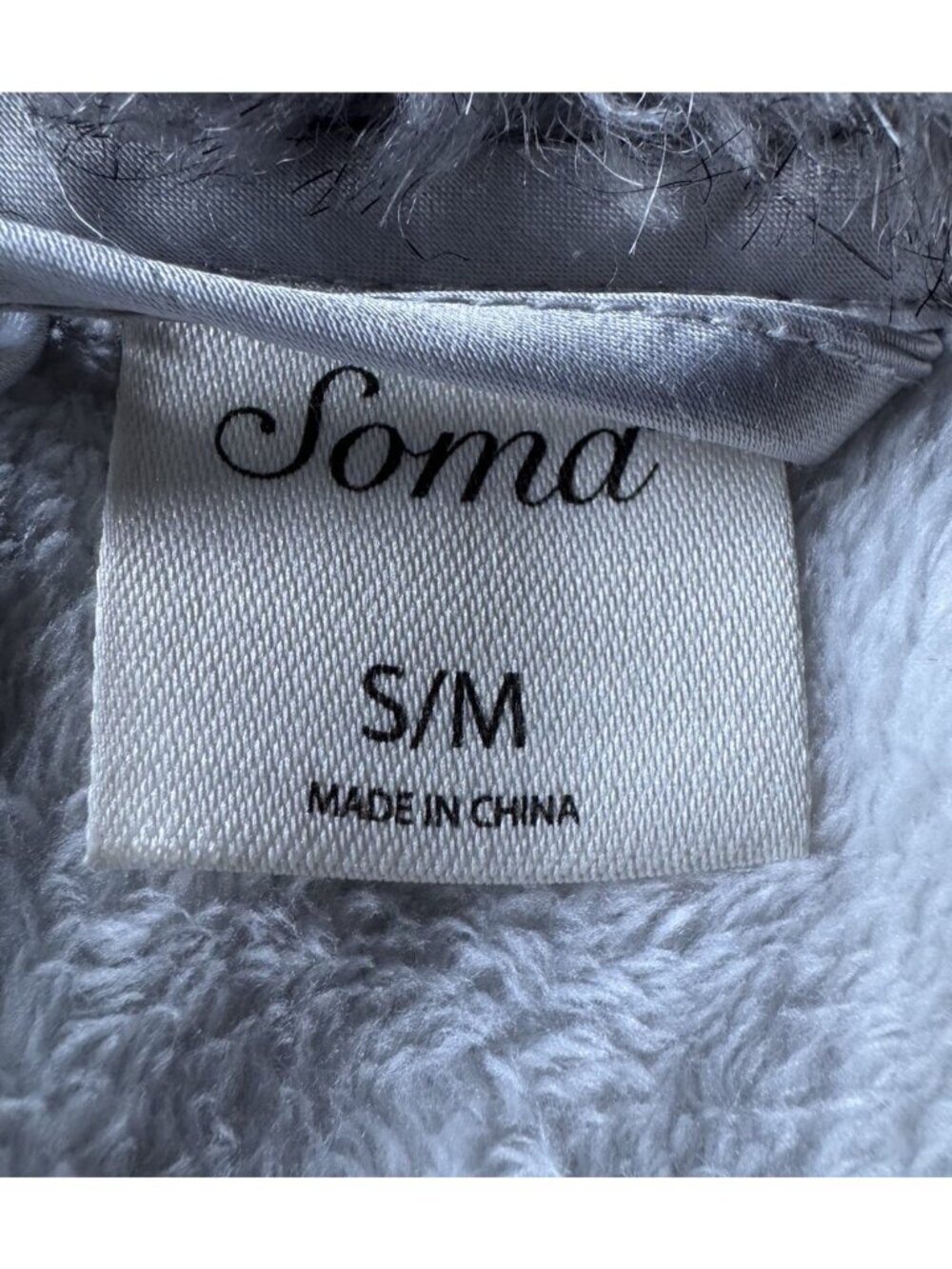 Soma Woman's Sz S/M Gray Luxe Plush Faux Fur Lunar Long Robe w/Tie - Picture 5 of 9